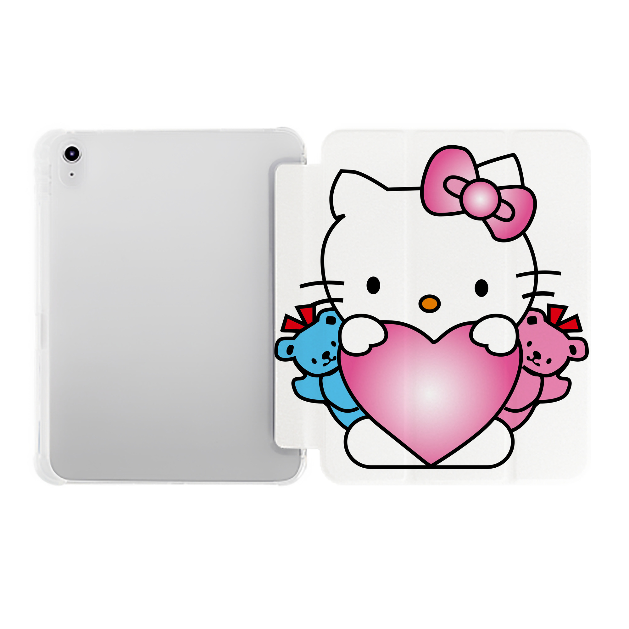 （画像用） Hello Kitty ハローキティ IPad ケース ペン収納付き 三つ折りスタンド PUレザー×シリコン 対応機種9.5/10.5/10.9インチ